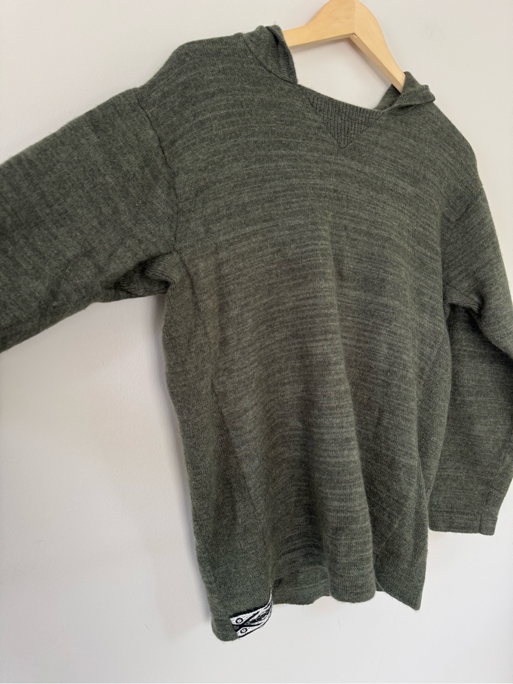 Paka Unisex The Hoodie Hooded Alpaca Blend Sweater Eucalyptus Green Large - Picture 6 of 13